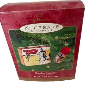 Hopalong Cassidy lunch box set, Hallmark keepsake ornament dated 2000